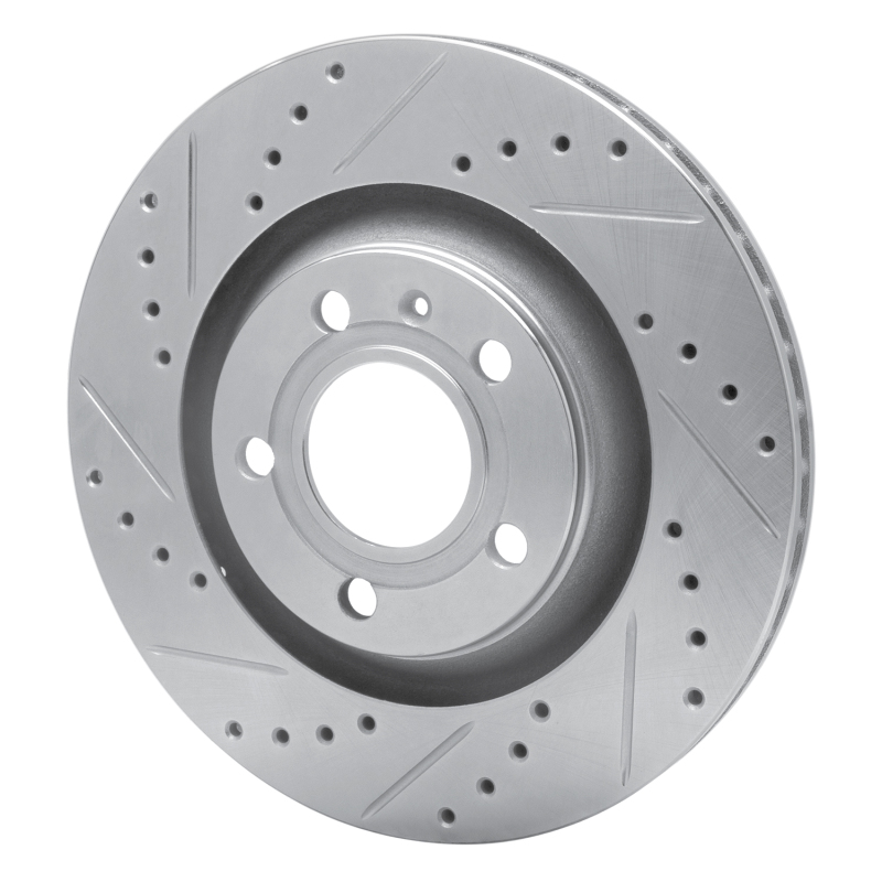 Audi S4 Brake Rotor (1) - Rear Left - R1 Concepts - Drilled & Slotted - Silver - `04-`09